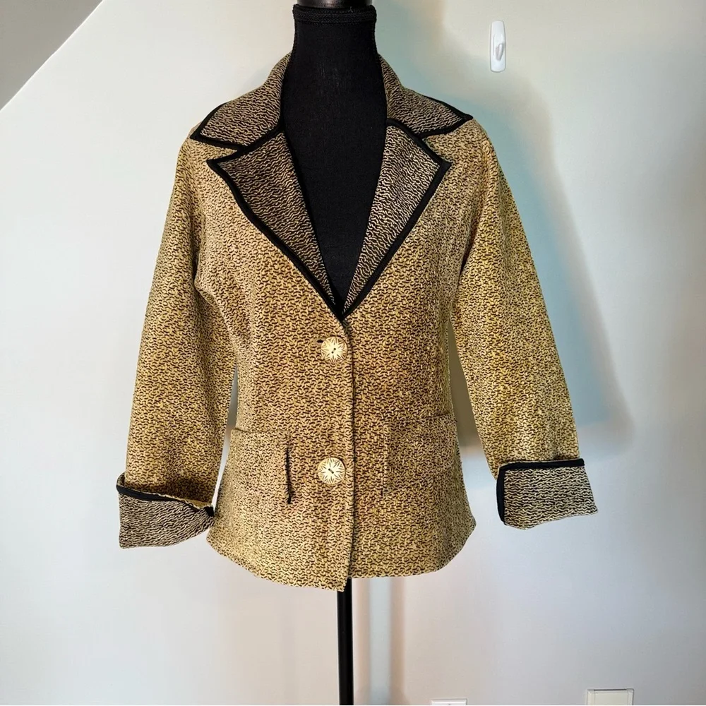 PARSLEY & SAGE Two Toned Velvety Jacquard Textured Blazer Jacket Size Medium - Picture 7 of 13
